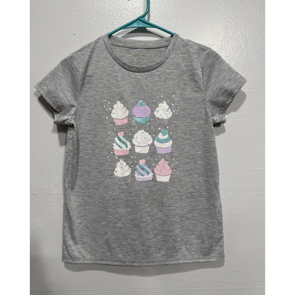 BCBG Girls T-Shirt Size L 14/16 Gray Crew Neck Short Sleeve Graphic Pullover Tee